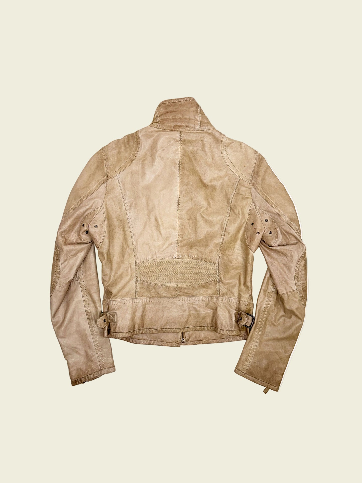 Vintage y2k beige leather jacket (S/M)