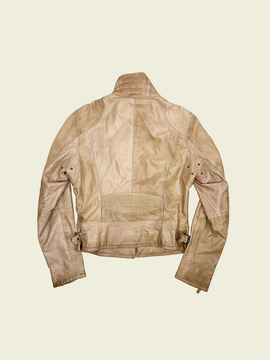 Vintage y2k beige leather jacket (S/M)