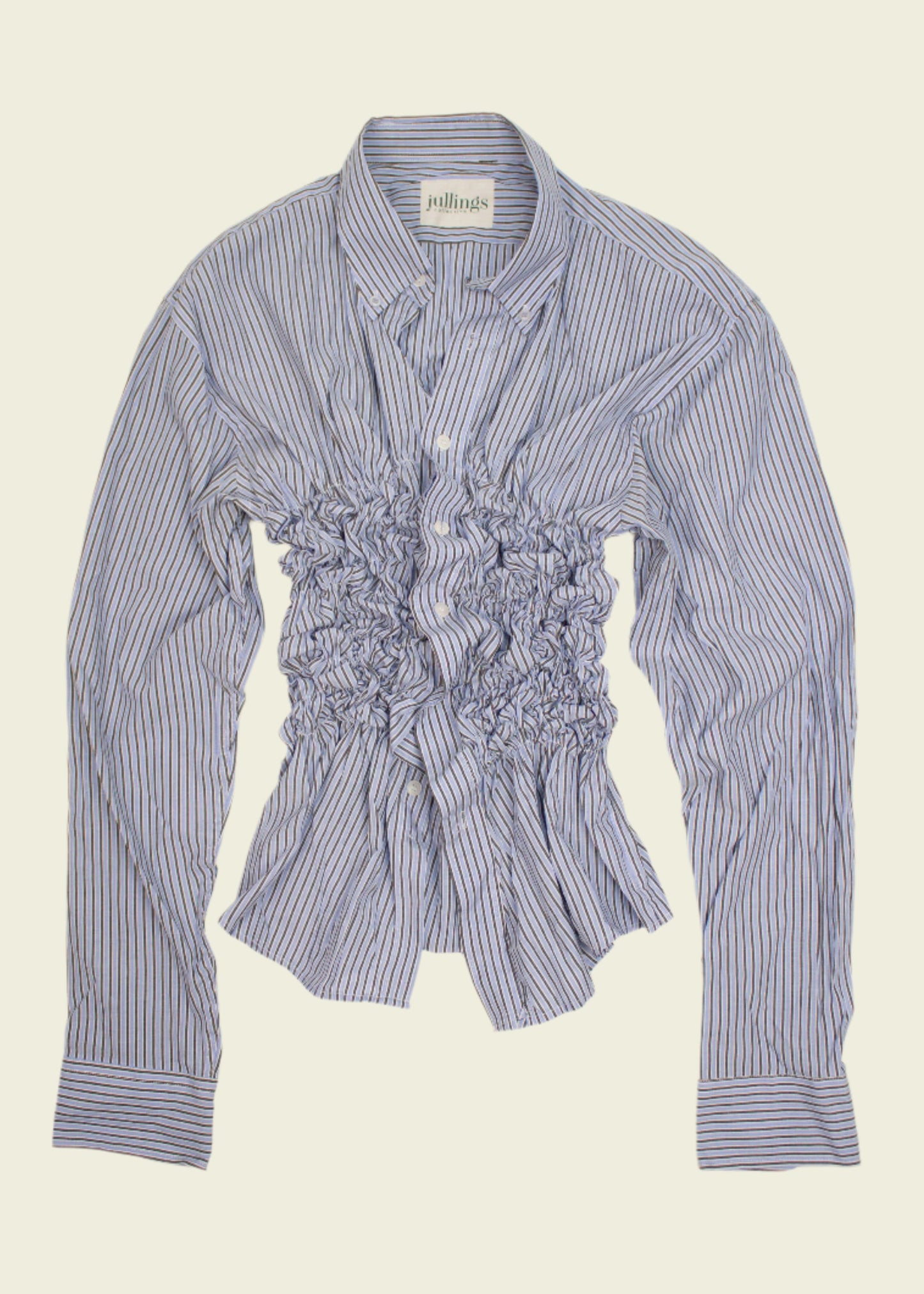 Smocked blue striped shirt (ONE SIZE)