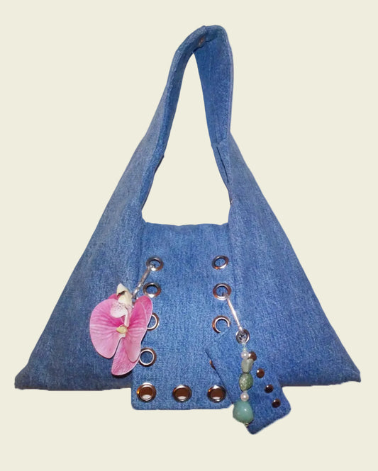 Eyelet denim bag