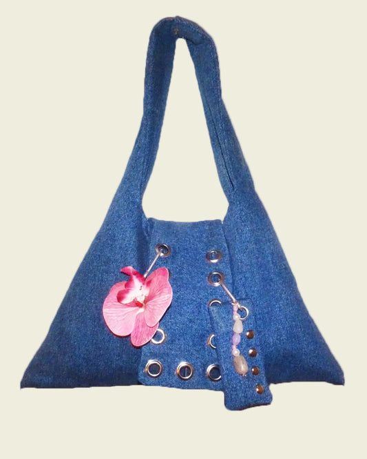 Eyelet denim bag