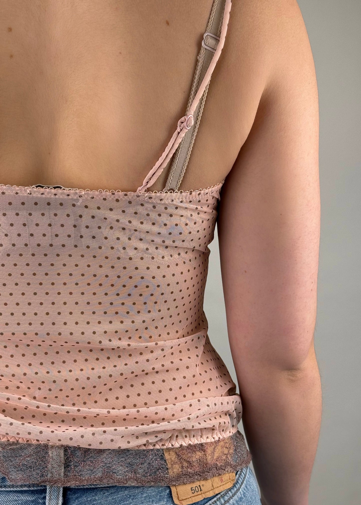Vintage y2k polkadot mesh cami top (S)