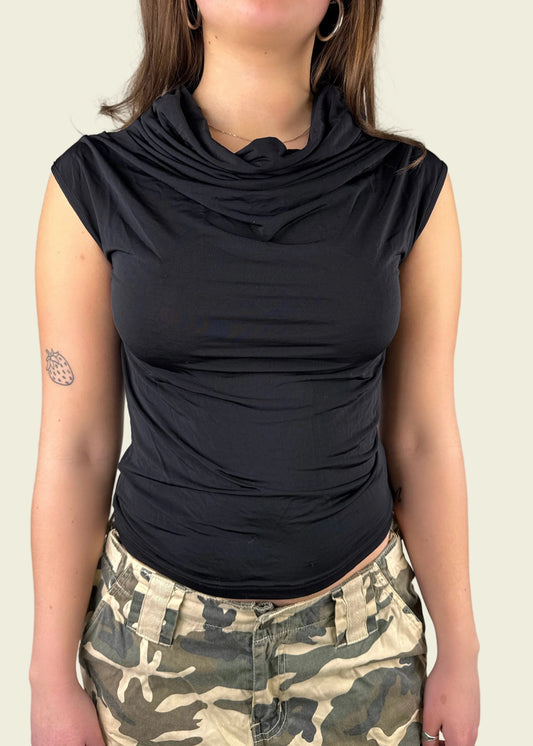 Vintage y2k drape neckline top (S)