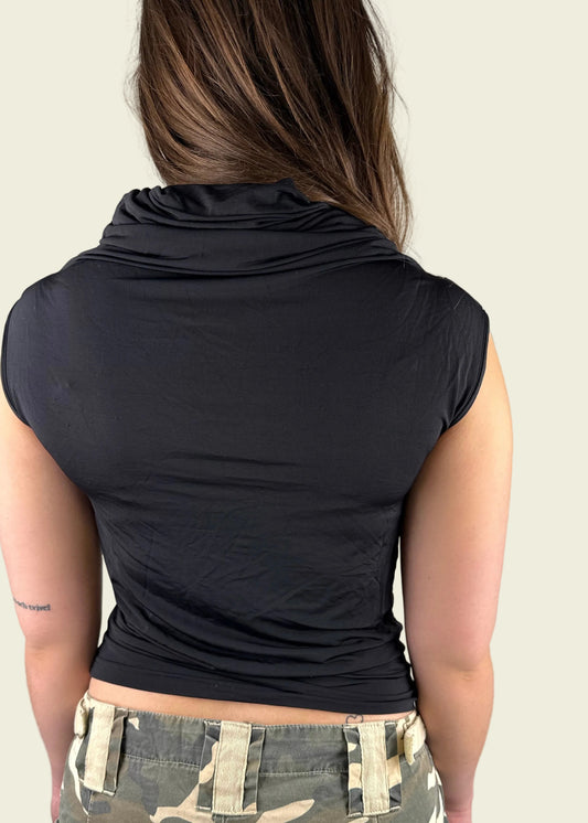 Vintage y2k drape neckline top (S)