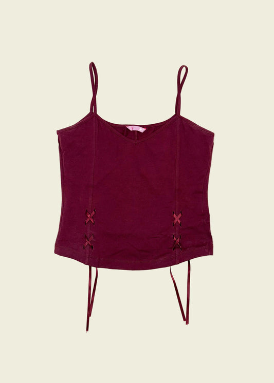 Vintage y2k cami top with corset detail (S/M)