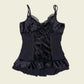 Vintage y2k velvet ruffle top (M)