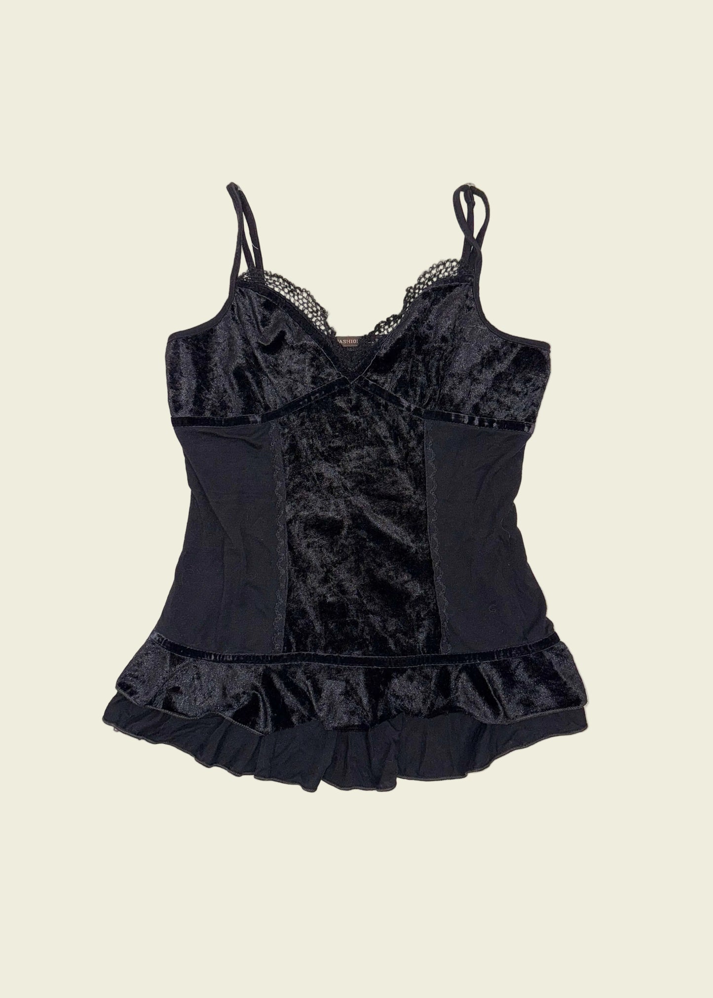 Vintage y2k velvet ruffle top (M)