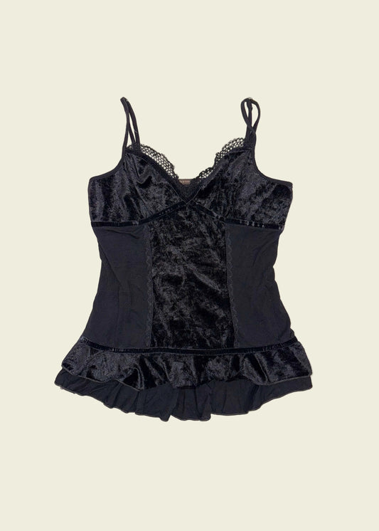 Vintage y2k velvet ruffle top (M)