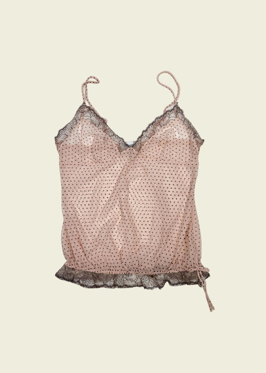 Vintage y2k polkadot mesh cami top (S)