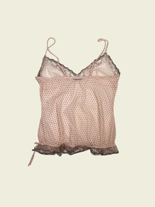 Vintage y2k polkadot mesh cami top (S)