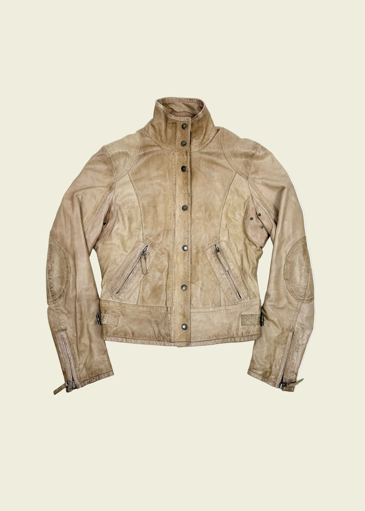 Vintage y2k beige leather jacket (S/M)