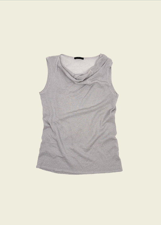 Vintage y2k silver drape top (XS)
