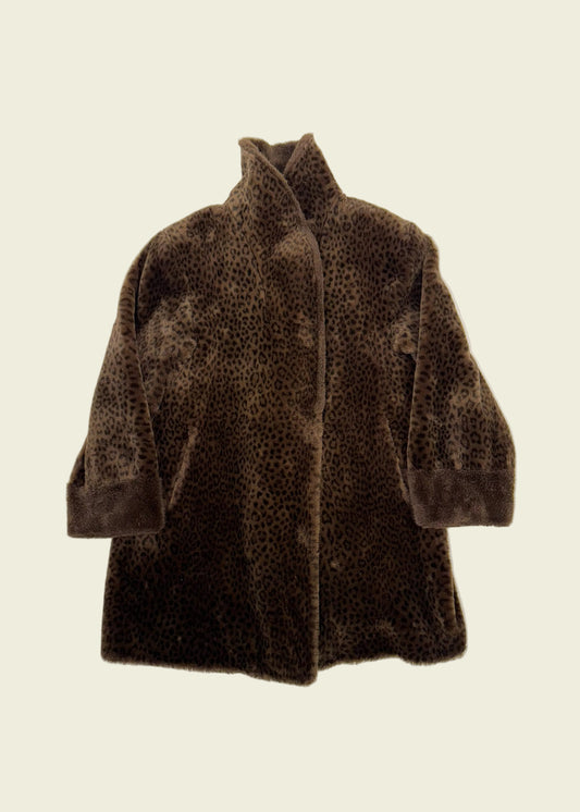 Vintage y2k fake fur leo coat (S/M)