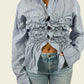 Smocked blue striped shirt (ONE SIZE)