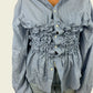Smocked blue striped shirt (ONE SIZE)