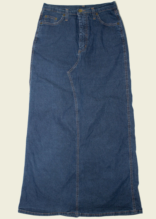 Vintage y2k denim maxi skirt (W27)