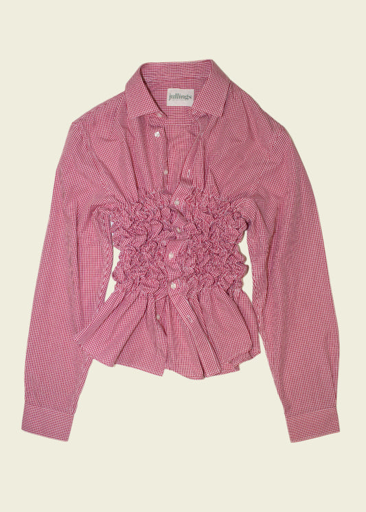 Smocked checkered shirt (ONE SIZE)