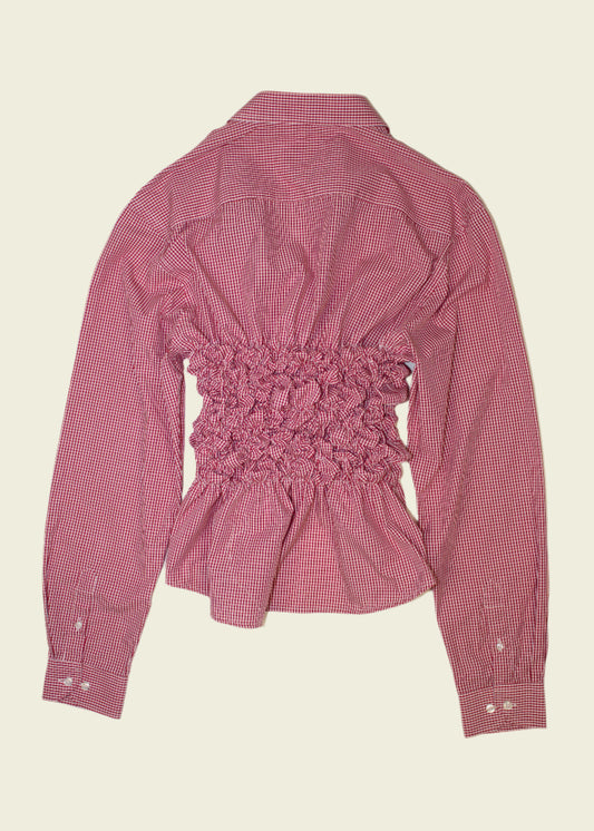 Smocked checkered shirt (ONE SIZE)