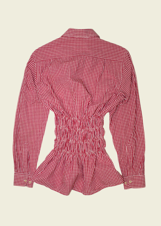Elastic waist checkered shirt (S-L)