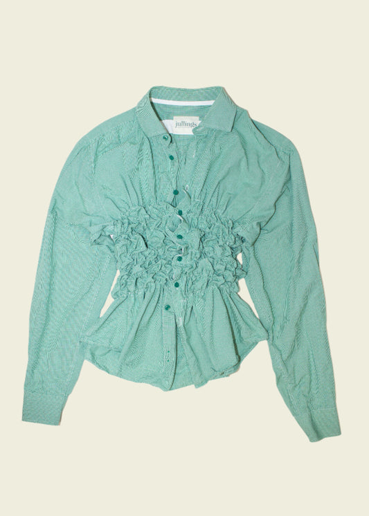 Smocked green shirt (ONE SIZE)