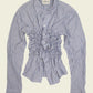 Smocked blue striped shirt (ONE SIZE)
