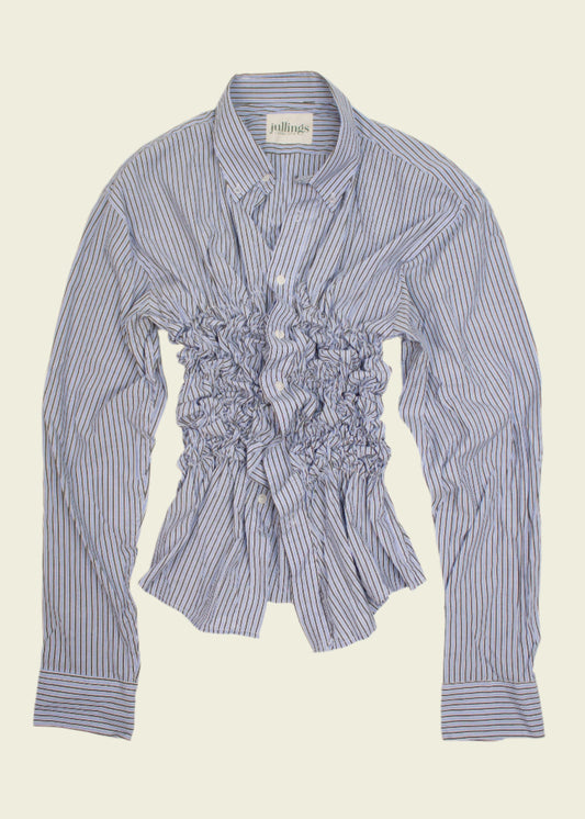 Smocked blue striped shirt (ONE SIZE)