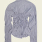 Smocked blue striped shirt (ONE SIZE)