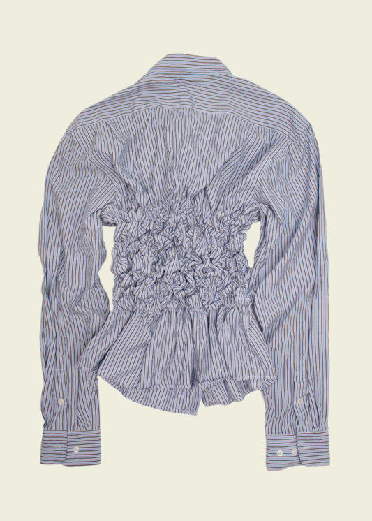 Smocked blue striped shirt (ONE SIZE)