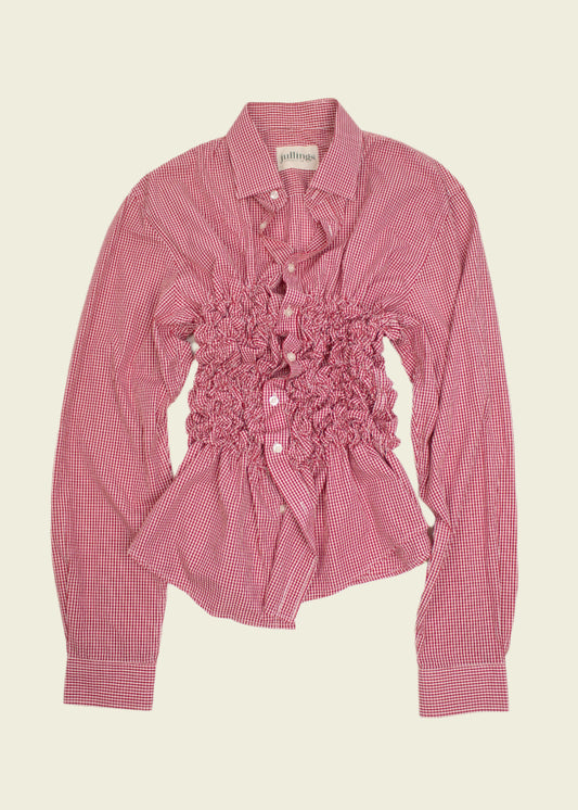 Smocked red checkered shirt (ONE SIZE)