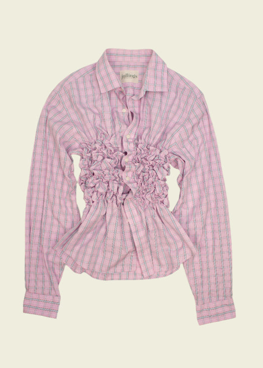 Smocked pink checkered shirt (ONE SIZE)