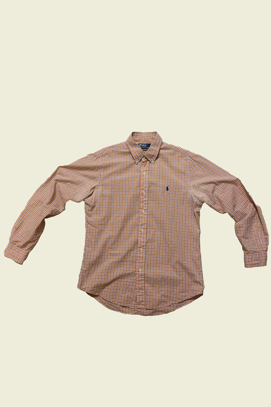 Ralph Lauren Shirt Orange Checkered Size M