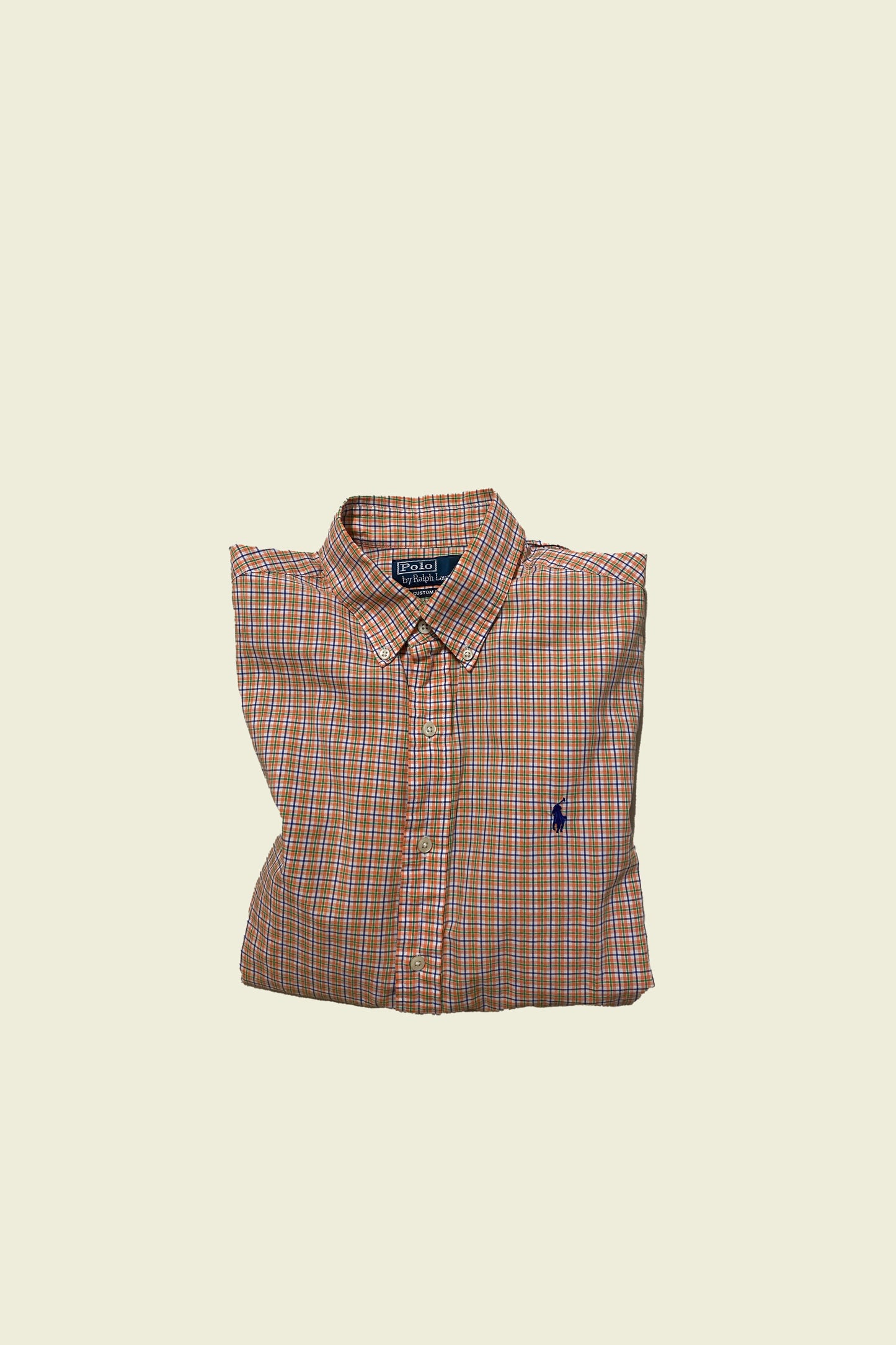 Ralph Lauren Shirt Orange Checkered Size M