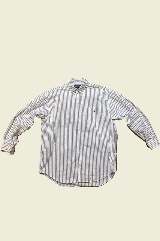 Ralph Lauren Oxford Striped Shirt White/Blue Size L