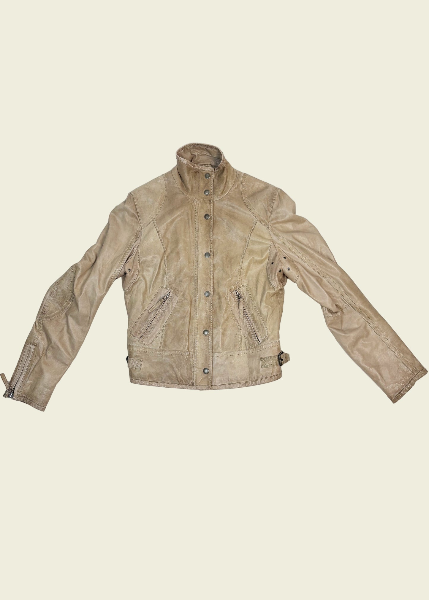 Vintage y2k beige leather jacket (S/M)